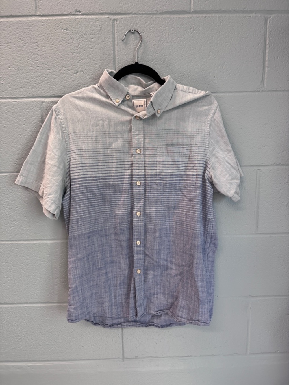 ROWM Short-Sleeve Button-Down Ombre Blue Shirt